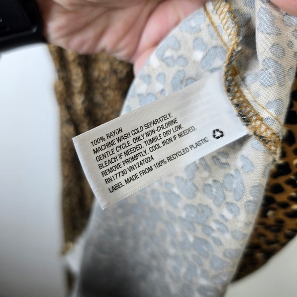 AVA & VIV Women's 2X Leopard Print V-Neck Short Sleeve Belted Midi Dress - Picture 6 of 6